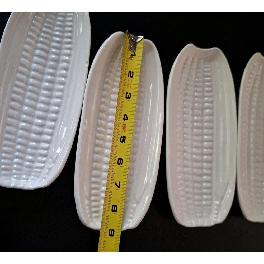 Bordallo Pinheiro White Ceramic Corn Cob Holders set of 4 Made in Portugal